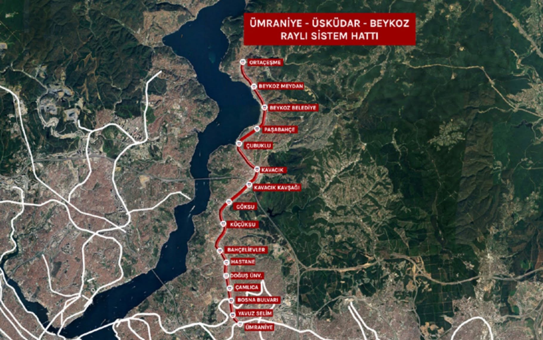 Ümraniye - Ortaçeşme Metro Hattı güzergahı