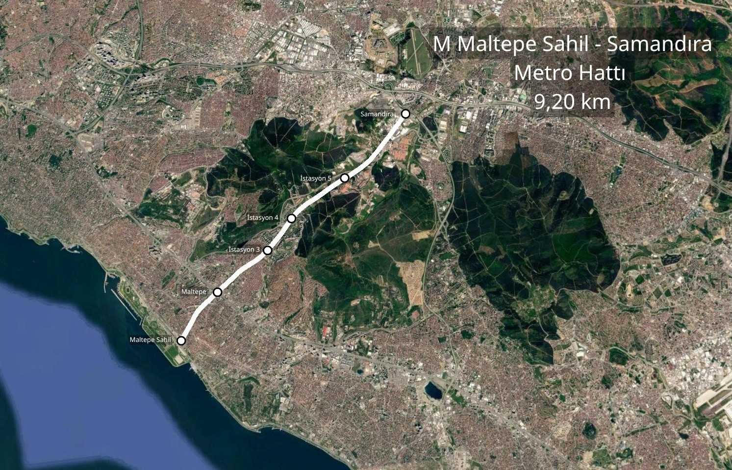 Maltepe Sahil - Samandıra Metro Hattı güzergahı