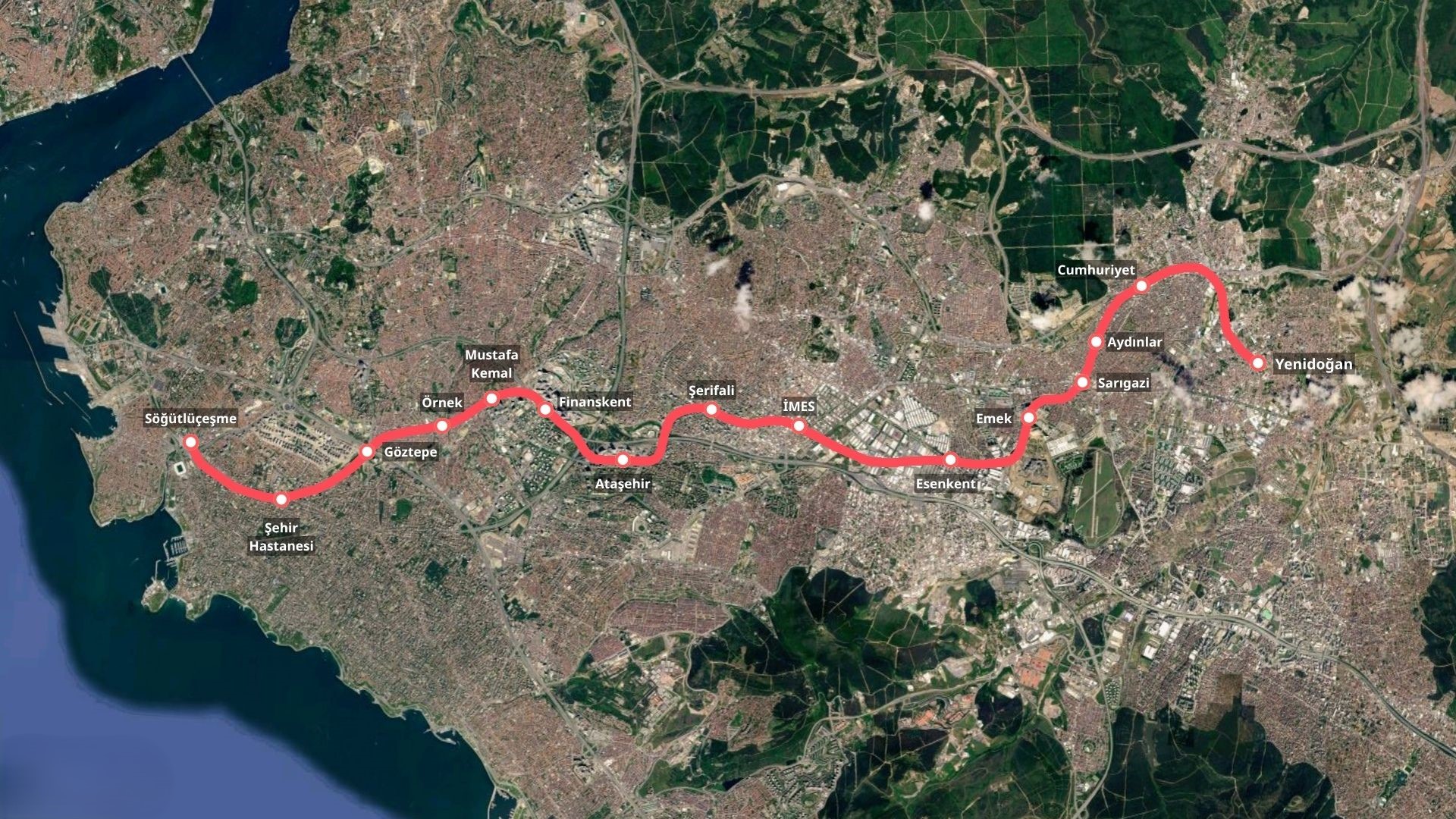 M13 Emek - Söğütlüçeşme Metro Hattı Uzatması güzergâhı