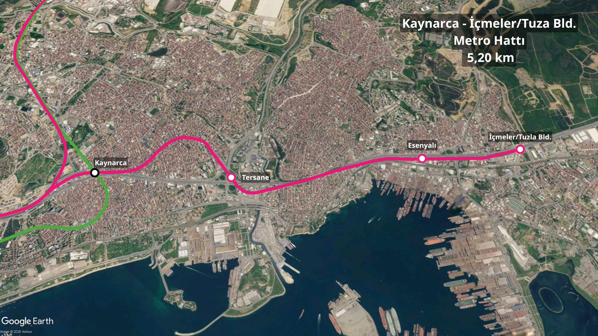 M4 Kaynarca - İçmeler/Tuzla Belediyesi Metro Hattı güzergâhı